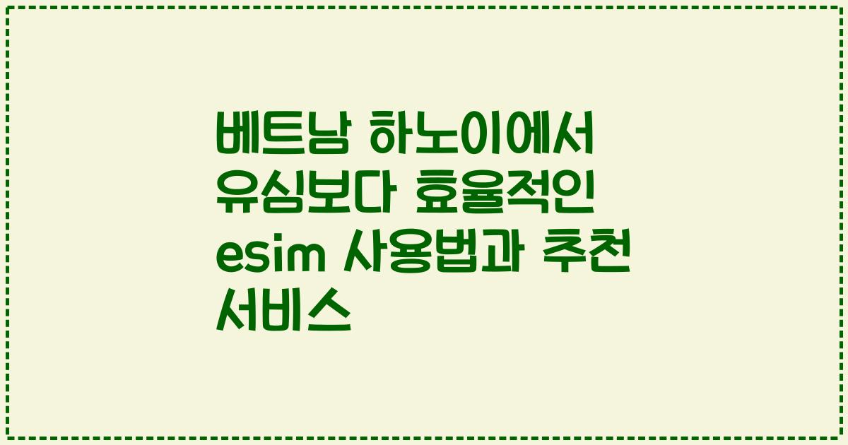 베트남 하노이에서 유심보다 효율적인 esim 사용법과 추천 서비스