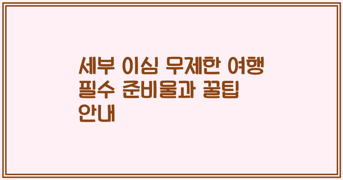 세부 이심 무제한 여행 필수 준비물과 꿀팁 안내