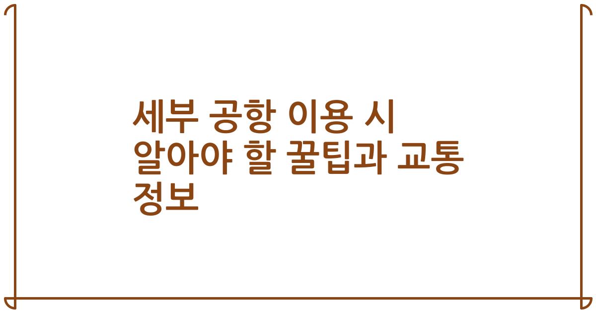 세부 공항 이용 시 알아야 할 꿀팁과 교통 정보